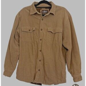 Levi Strauss & Co Shirt Jacket Mens Medium Brown Corduroy Fleece Lined Insulated